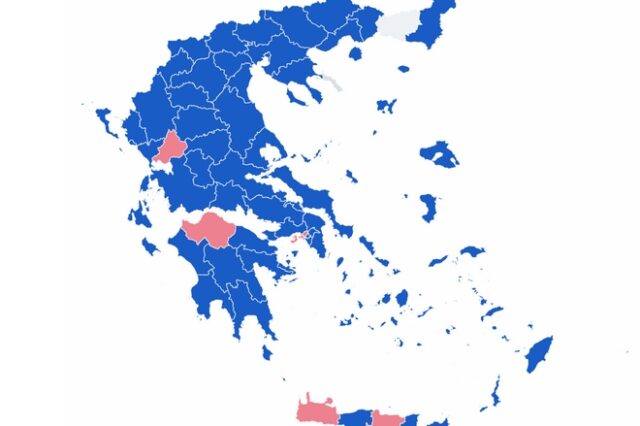 Αποτελέσματα εκλογών 2019: Ο χάρτης της Ελλάδας στο 37,86% της ενσωμάτωσης