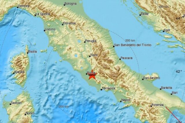Ιταλία: Σεισμός 3,7 Ρίχτερ κοντά στη Ρώμη