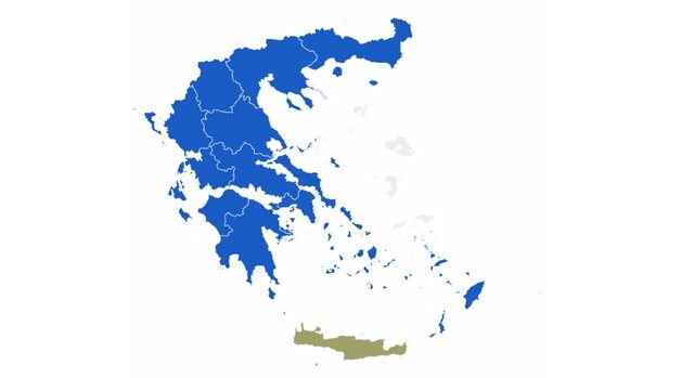 Αποτελέσματα περιφερειακών εκλογών 2019: Ο χάρτης της Ελλάδας στο 97% της ενσωμάτωσης