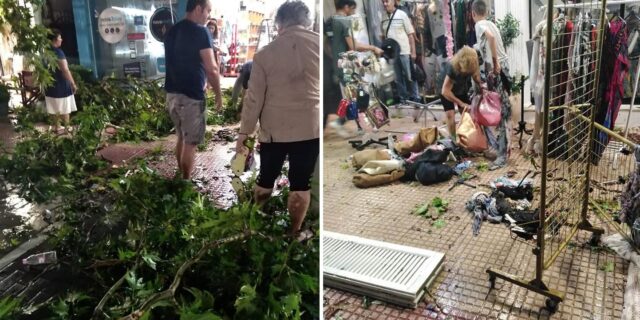 Χαλκιδική: Τα βίντεο και τα καρέ απόλυτου χάους – Κομμένες κολώνες της ΔΕΗ, αμάξια στη θάλασσα