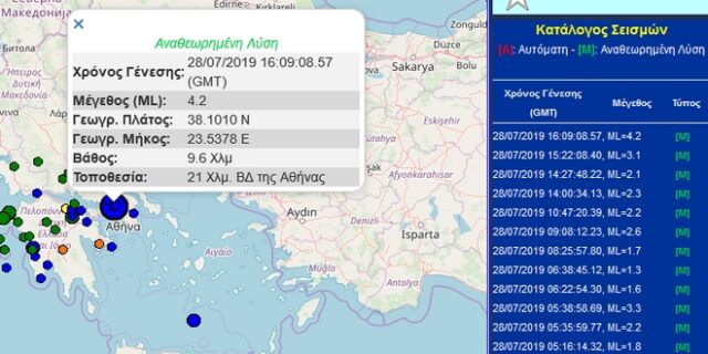 Ισχυρός σεισμός – Αισθητός σε πολλές περιοχές στην Αττική
