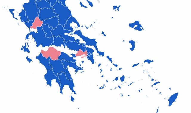 Τελικά αποτελέσματα εκλογών 2019: Ο χάρτης της Ελλάδας στο 100% της ενσωμάτωσης