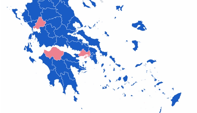 Τελικά αποτελέσματα εκλογών 2019: Ο χάρτης της Ελλάδας στο 100% της ενσωμάτωσης