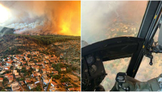 Ο πύρινος εφιάλτης από ψηλά: Φωτογραφικό δέος από τα ελικόπτερα του Στρατού στην Εύβοια