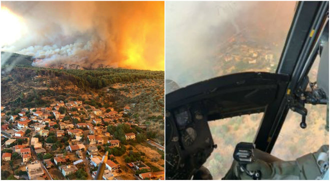 Ο πύρινος εφιάλτης από ψηλά: Φωτογραφικό δέος από τα ελικόπτερα του Στρατού στην Εύβοια