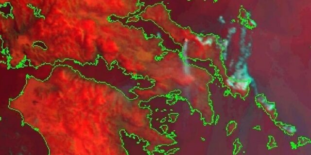 Φωτιά στην Εύβοια: Ο δορυφόρος καταγράφει τον καπνό μέχρι την Αθήνα – Τεράστια καταστροφή