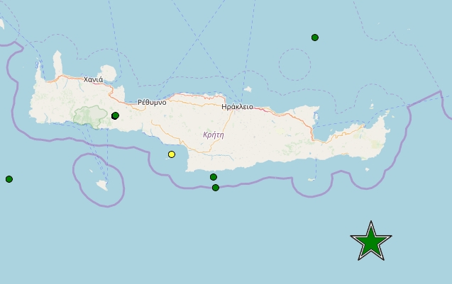 Σεισμός 5 Ρίχτερ νότια της Κρήτης