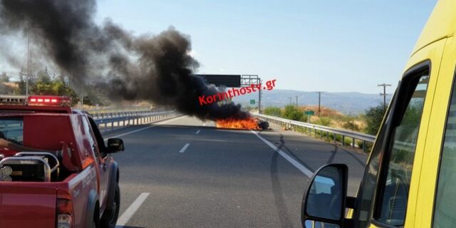 Κορίνθου – Πατρών: Τροχαίο δυστύχημα με έναν νεκρό – Στις φλόγες τυλίχτηκε το ένα ΙΧ