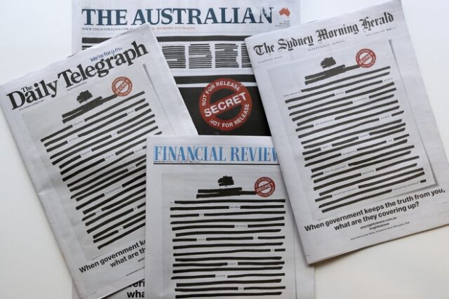 Αυστραλία: Με μαύρα πρωτοσέλιδα κυκλοφόρησαν οι σημερινές εφημερίδες ως ένδειξη διαμαρτυρίας