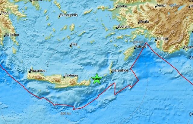 Ισχυρός σεισμός ανάμεσα σε Κρήτη και Κάρπαθο