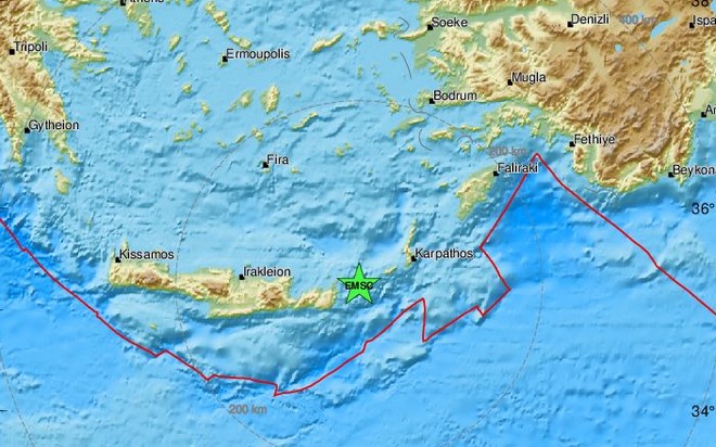 Ισχυρός σεισμός ανάμεσα σε Κρήτη και Κάρπαθο