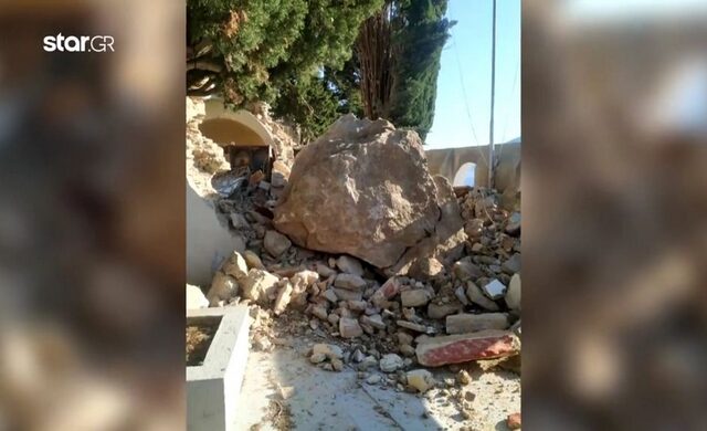 Σύμη: Καταπλακώθηκε το εκκλησάκι του Αγίου Μερκουρίου από βράχο