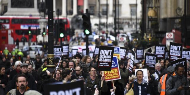 Βρετανία: Διαδήλωση στο Λονδίνο κατά της έκδοσης του Ασάνζ