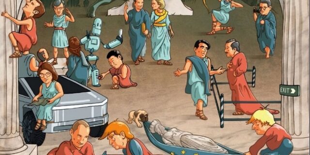 New Europe: Ο κόσμος μας σε ένα σκίτσο, με Καρυάτιδες, Τραμπ και Μητσοτάκη