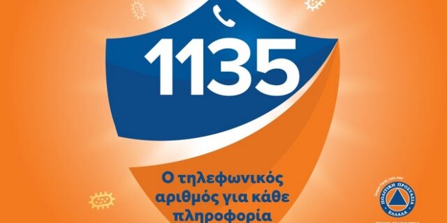 Κορονοϊός: Η Πολιτική Προστασία ενημερώνει για τον αριθμό 1135