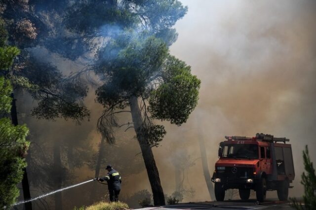 Φωτιά στο Αμάρι της Κρήτης: “Μάχη” με τις φλόγες και τους ανέμους