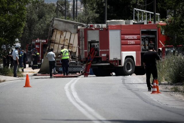 Τροχαίο δυστύχημα με ανατροπή βυτιοφόρου που μετέφερε υγραέριο στην Πιερία-Κλειστή η Εθνική Οδός