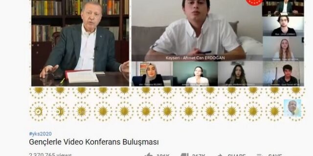 Φιάσκο Ερντογάν: 367 χιλιάδες dislikes σε τηλεδιάσκεψη με νέους