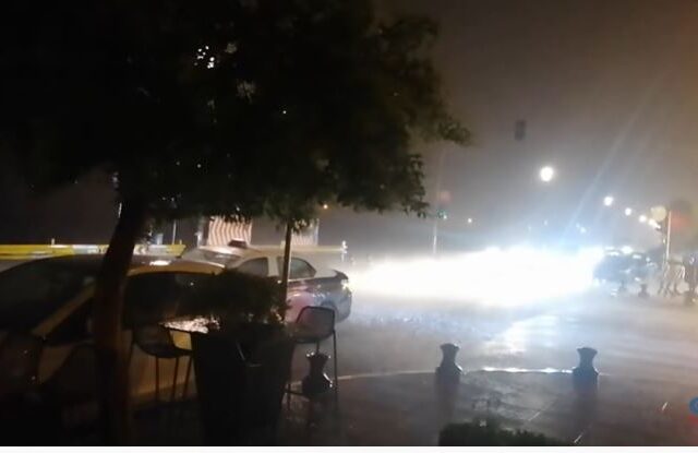 Έντονη βροχόπτωση σημειώθηκε στο κέντρο της Θεσσαλονίκης