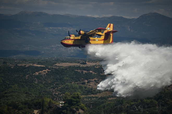 Σε εξέλιξη φωτιά στην Μεγαλόπολη κοντά στη Ιερά Μονή Μπούρα