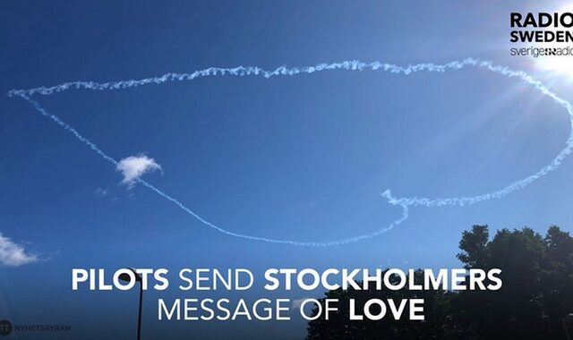 Σουηδία: Ο ουρανός της Στοκχόλμης γέμισε με καρδιές για τα θύματα του κορονοϊού