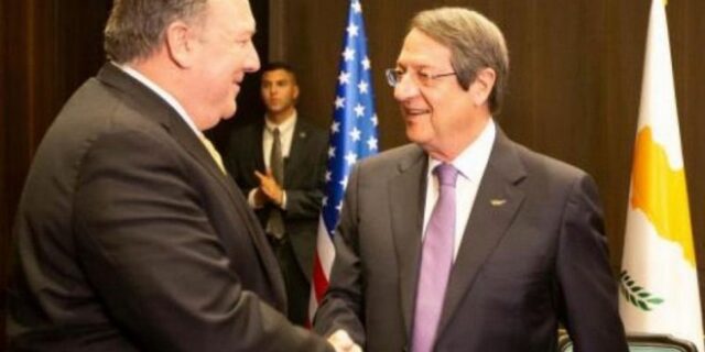 Πομπέο σε Αναστασιάδη: Οι ΗΠΑ αναγνωρίζουν τα κυριαρχικά δικαιώματα Κύπρου και της Ελλάδας