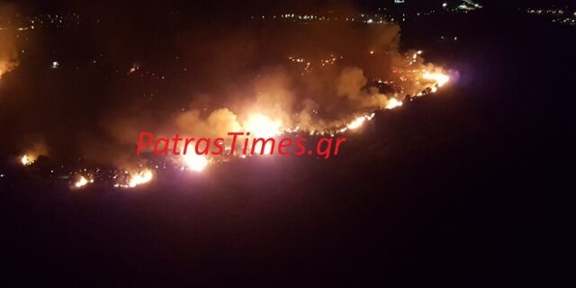 Πάτρα: Σε εξέλιξη μεγάλη φωτιά στα Κάτω Συχαινά