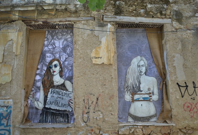 Τα νέα γκράφιτι του Bleeps: Πανδημία ή απλά καπιταλισμός;