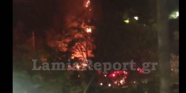 Λαμία: Φωτιά με εκρήξεις σε τροχόσπιτο έξω από το Στρατόπεδο Τσαλτάκη