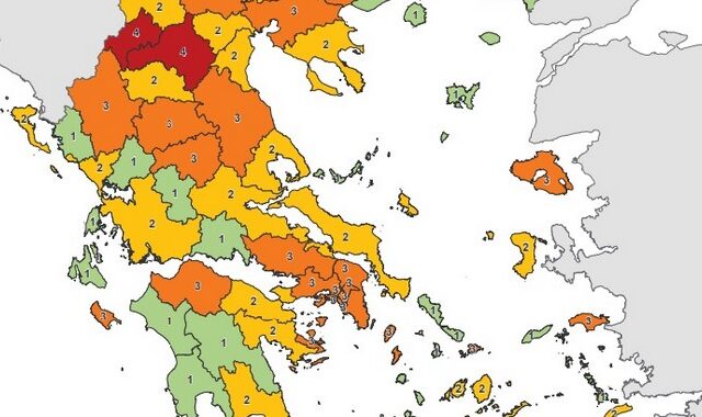 Κορονοϊός: Αλλάζει ο χάρτης – Ποιες περιοχές είναι στο “πορτοκαλί” και στο “κόκκινο”