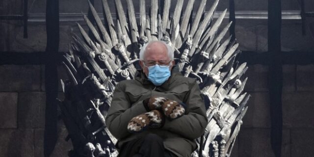 Ο Μπέρνι Σάντερς κατέκτησε το Twitter με το σπαθί του! Και τα γάντια του