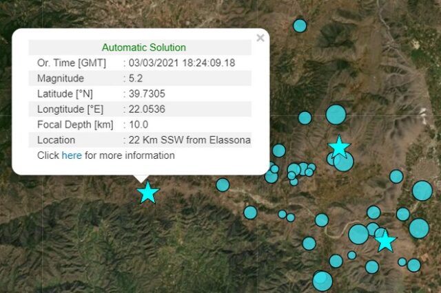Ελασσόνα: “Χορός” μετασεισμών – 5,2 Ρίχτερ ο μεγαλύτερος