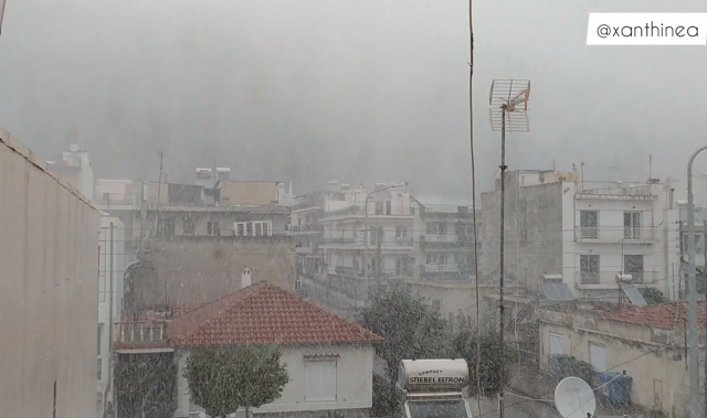 Κακοκαιρία: Απίστευτη χιονόπτωση στο κέντρο της Ξάνθης