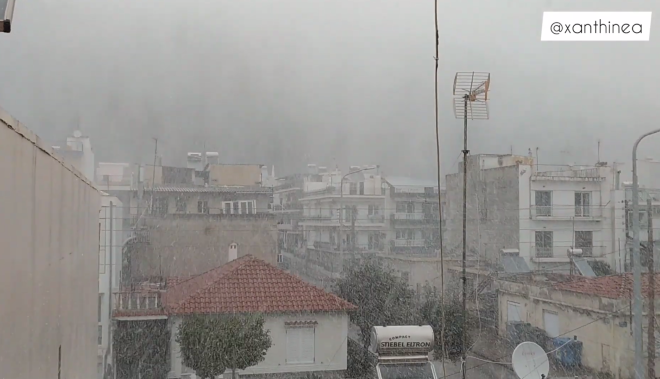 Κακοκαιρία: Απίστευτη χιονόπτωση στο κέντρο της Ξάνθης