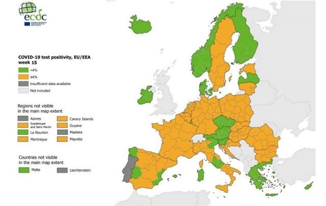 Χάρτης: Στο “πράσινο” της θετικότητας η Ελλάδα