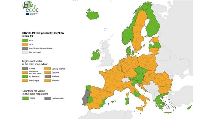 Χάρτης: Στο “πράσινο” της θετικότητας η Ελλάδα