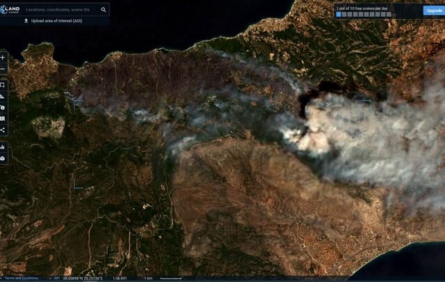 Φωτιά στα Γεράνεια Ορη: Η συγκλονιστική εικόνα από τον δορυφόρο Sentinel-2