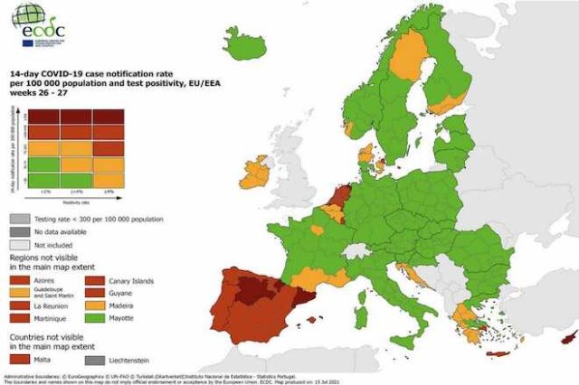 ECDC: Στο “κόκκινο” Αττική και Κρήτη