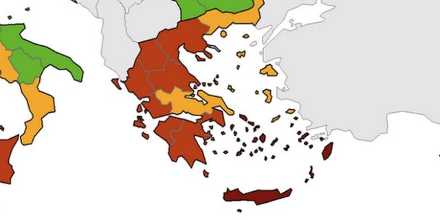Χάρτης κορονοϊού ECDC: “Κόκκινη” η Ελλάδα – Ποιες περιοχές παραμένουν στο “κίτρινο”