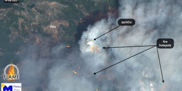 Εθνικό Αστεροσκοπείο Αθηνών: Η “έκρηξη” της δασικής πυρκαγιάς στα Βίλια