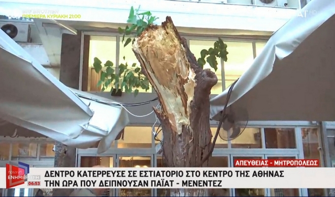 Αθήνα: Κατέρρευσε δέντρο στο εστιατόριο όπου δειπνούσαν Πάιατ με Μενέντεζ 