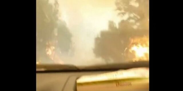 Αρκαδία: Βίντεο – ανατριχίλα με αγροτικό να περνά μέσα από τις φλόγες