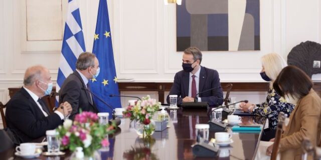 Συνάντηση του Κυριάκου Μητσοτάκη με τον Γενικό Γραμματέα του ΑΚΕΛ, Στέφανο Στεφάνου