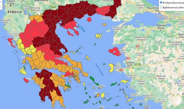 Κορονοϊός: Στο “βαθύ κόκκινο” 16 περιφέρειες – Τρομάζει ο επιδημιολογικός χάρτης