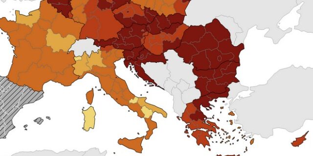 Χάρτης κορονοϊού ECDC: “Κοκκίνησε” η Ελλάδα – Ποιες περιοχές είναι στο “κίτρινο”