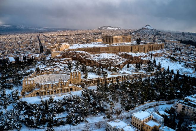 Κακοκαιρία Ελπίδα: Η επόμενη μέρα μετά την χιονοκαταιγίδα στην Αθήνα από ψηλά