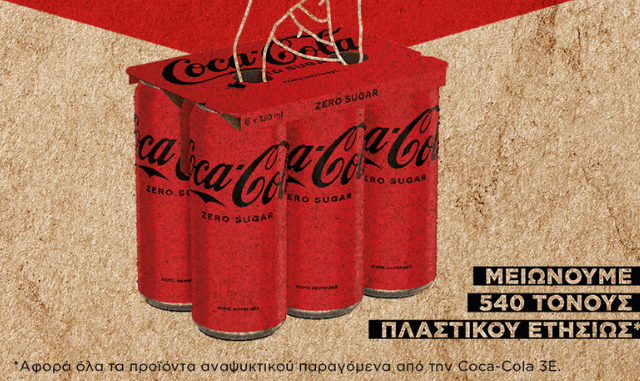 Η Coca-Cola στην Ελλάδα μειώνει τη χρήση του πλαστικού στις πολυσυσκευασίες αλουμινίου