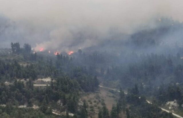 Συνεχείς ενισχύσεις στη μάχη για την κατάσβεση της φωτιάς στη Χαλκιδική