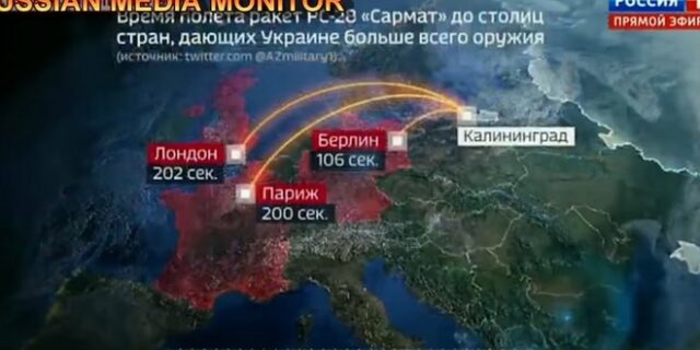 Νέες ρωσικές απειλές: “Το Λονδίνο θα μπορούσε να καταστραφεί μέσα σε 200 δευτερόλεπτα”