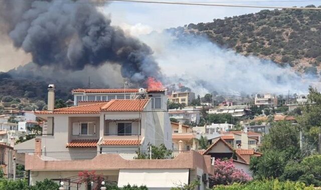 Οριοθετήθηκε η φωτιά στην Αρτέμιδα – Απειλήθηκαν σπίτια